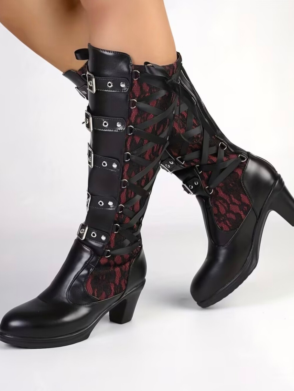 Women's Punk High Heel Boots for Weddings, Bridal Gowns, Parties, Halloween